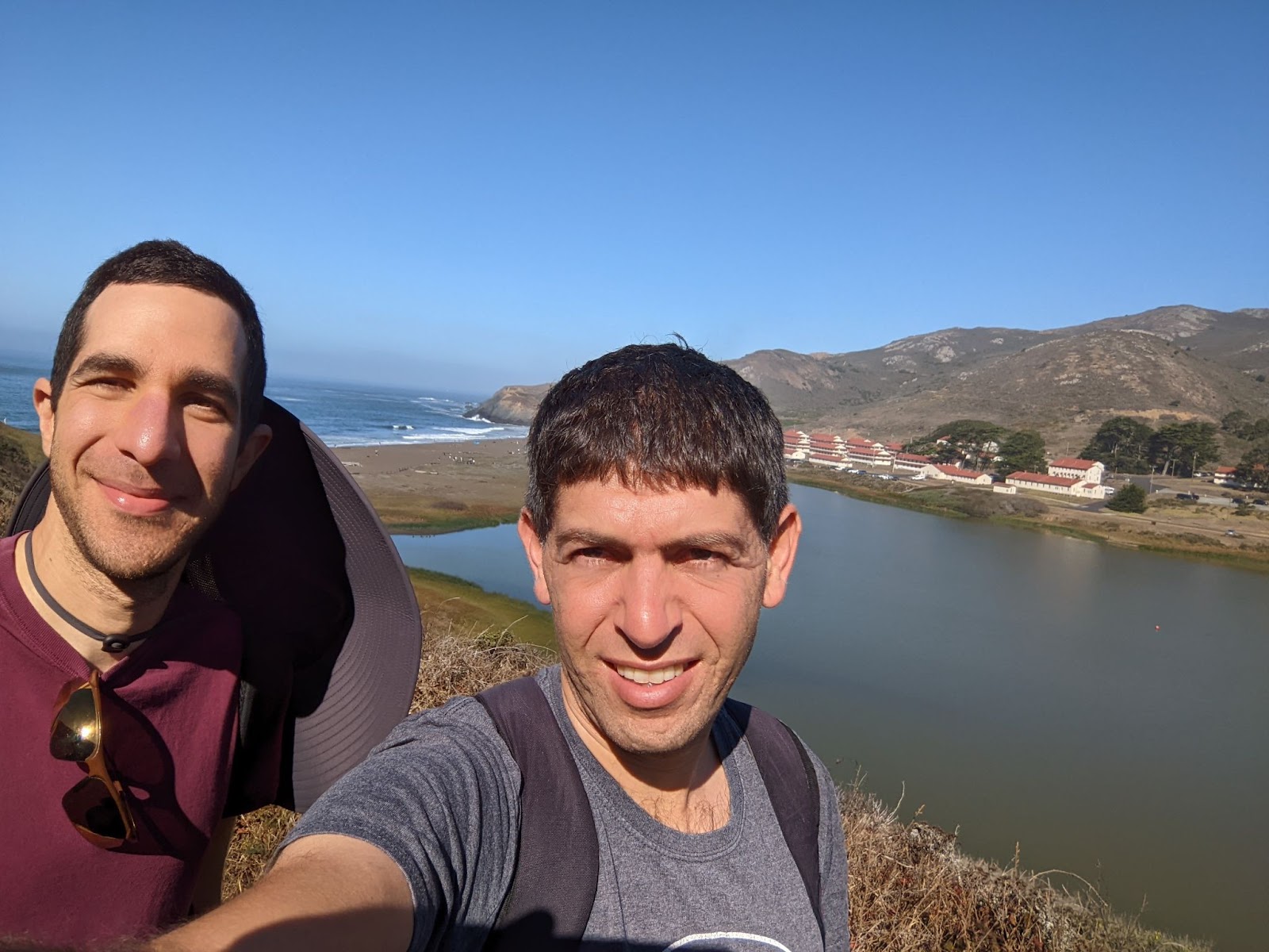 Erez and Arik hiking on the UrbanLeap retro